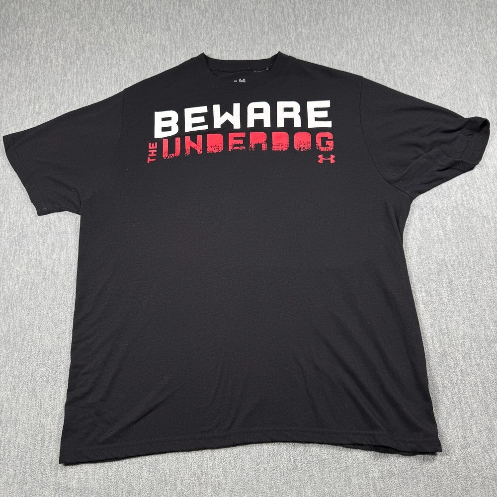 Under Armour T-Shirt Men's Large Black Beware‎ The Underdog HeatGear Graphic Tee